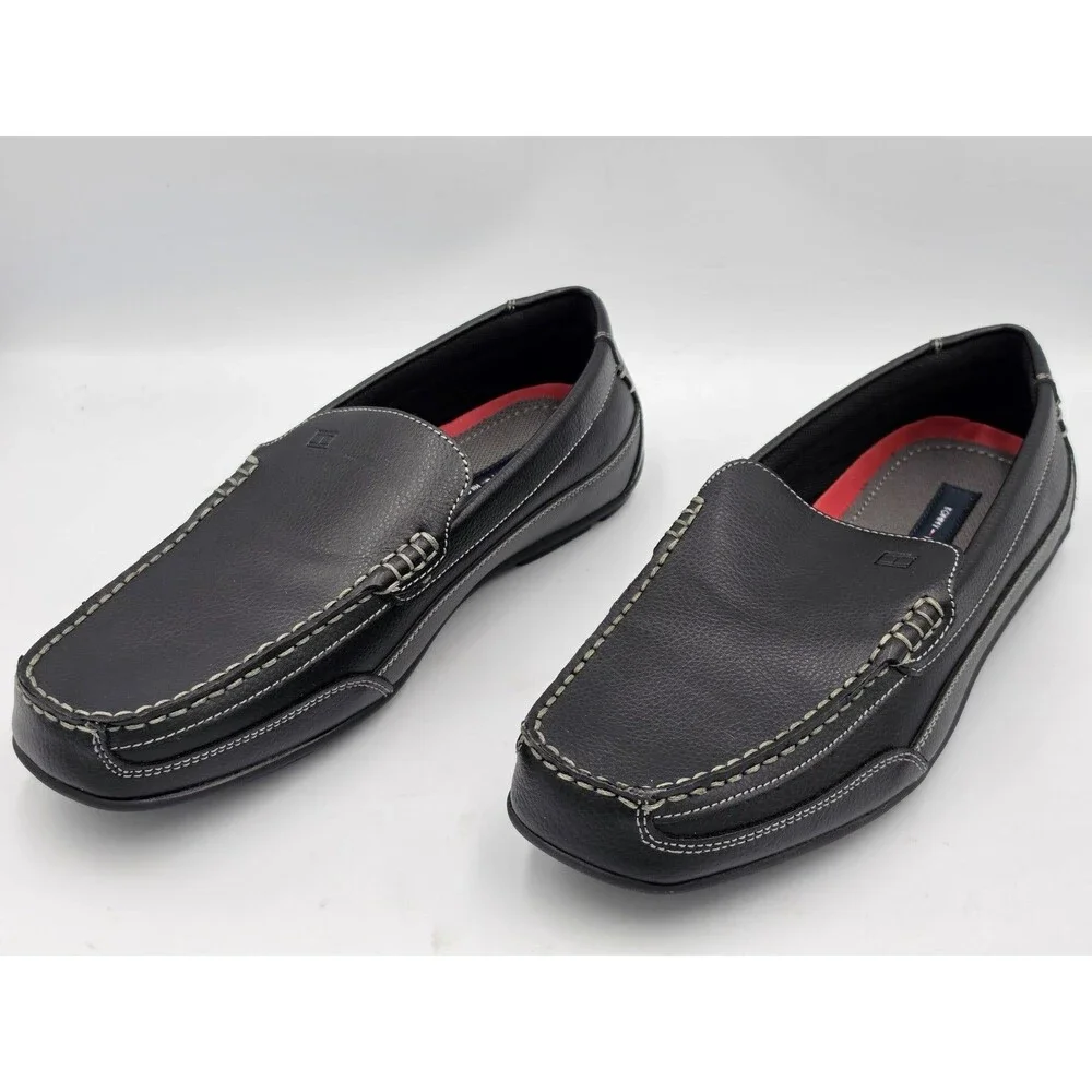 Tommy Hilfiger Dathan Slip On Driving Shoes Loafers Men's Size 9 M Black Leather